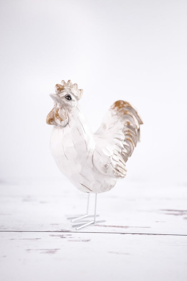 Antique White Resin Rooster - Whiskey Skies