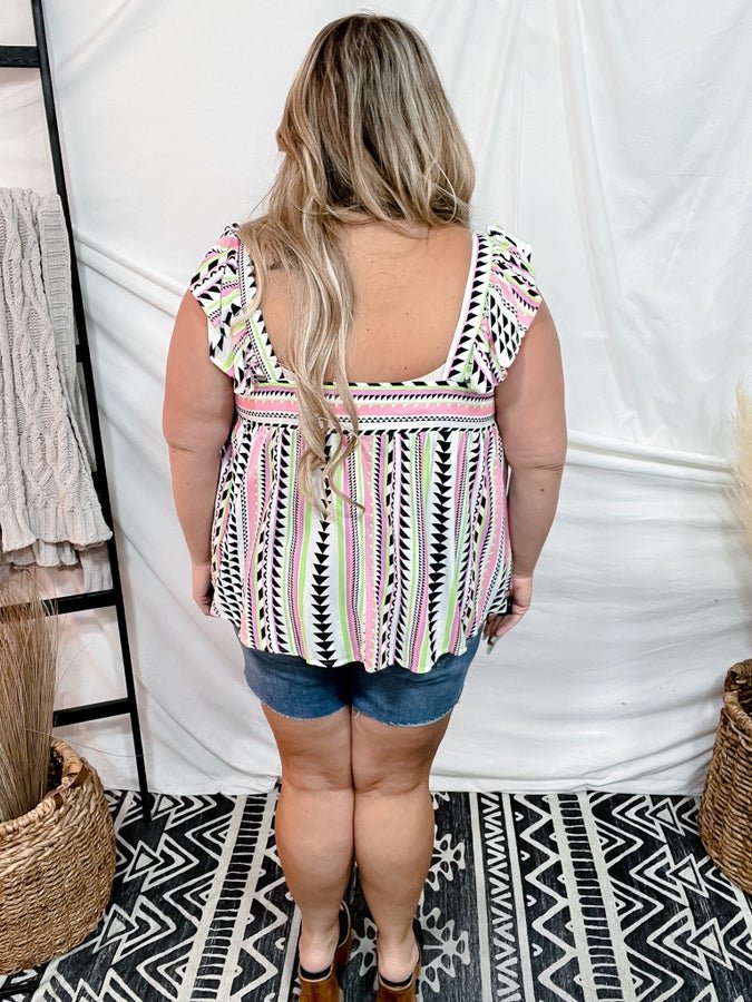 Aztec Embroidered Tank Top *Final Sale* - Whiskey Skies
