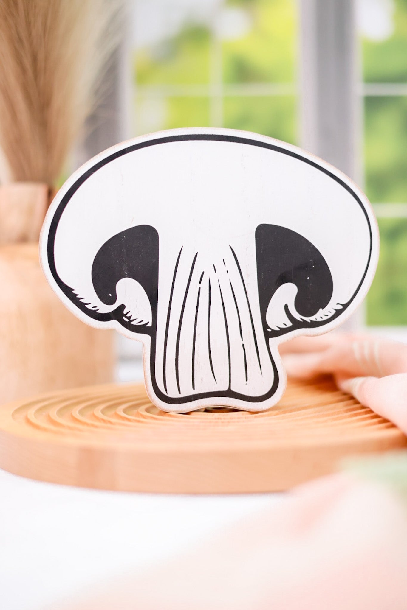 Black And White Double Sided Mushroom Wood Cut Out - Whiskey Skies