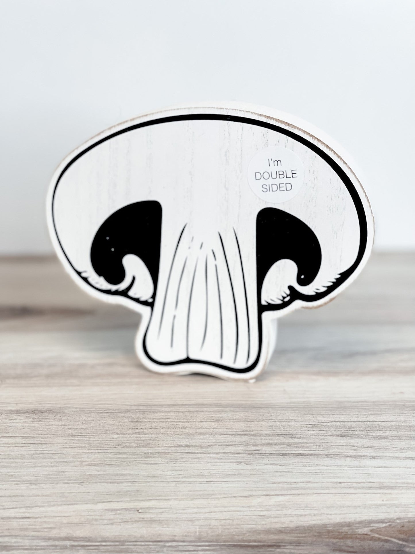 Black And White Double Sided Mushroom Wood Cut Out - Whiskey Skies
