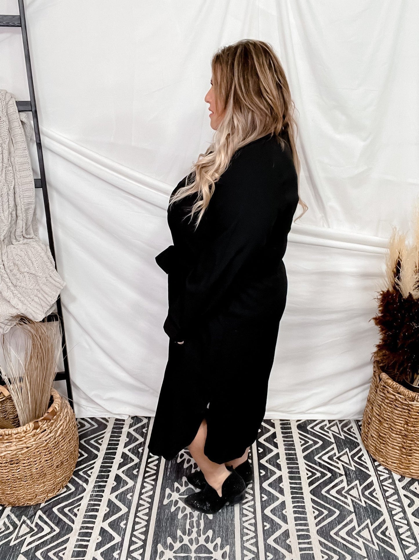 Black Belted Long Dress - Whiskey Skies - JADE BY JANE