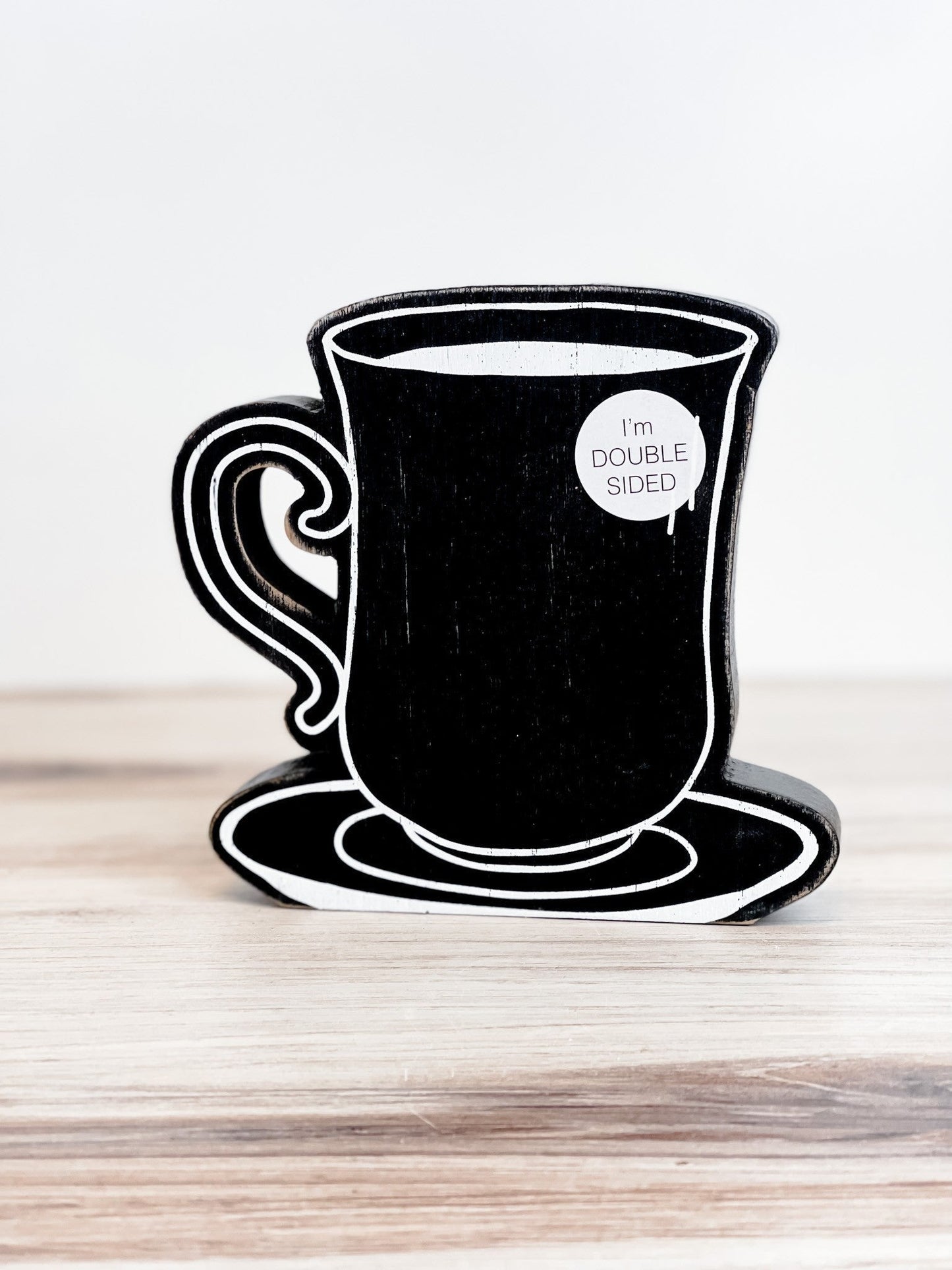 Black Coffee Cup Wood Cut Out - Whiskey Skies
