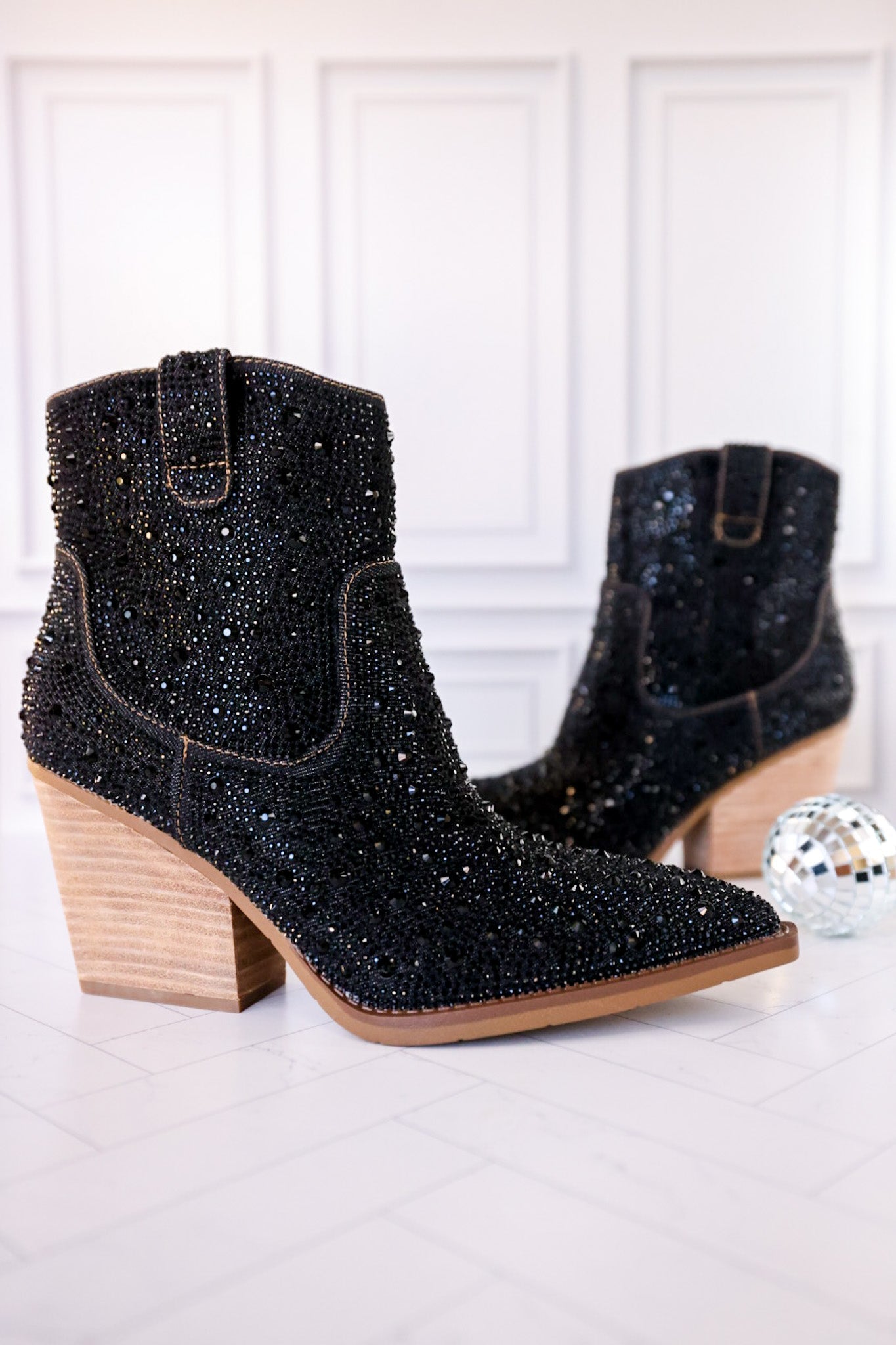 Stardust Rhinestone Studded Boots in Black FINAL SALE main image 0