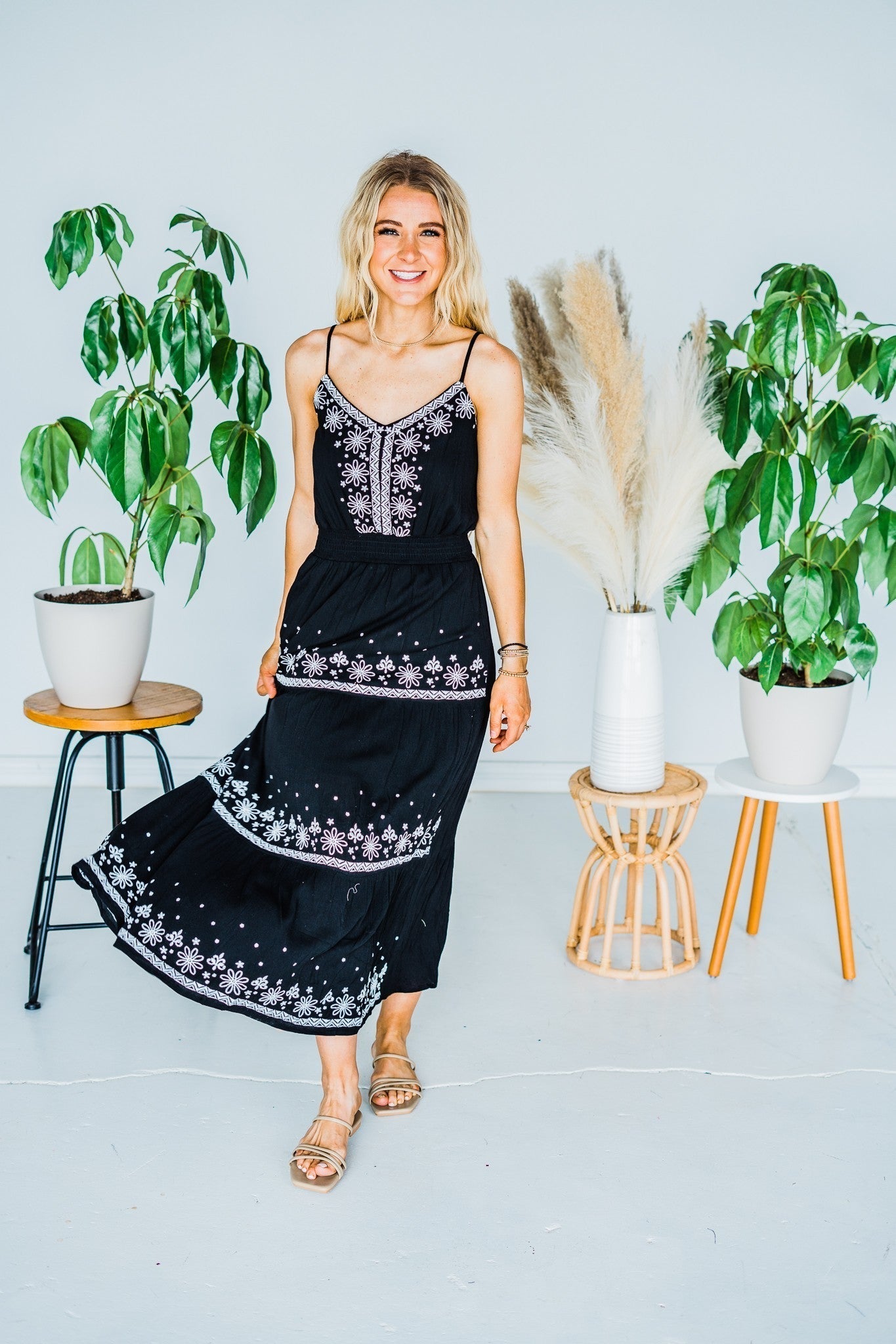 Black Embroidered Maxi Dress - Whiskey Skies - ANDREE BY UNIT