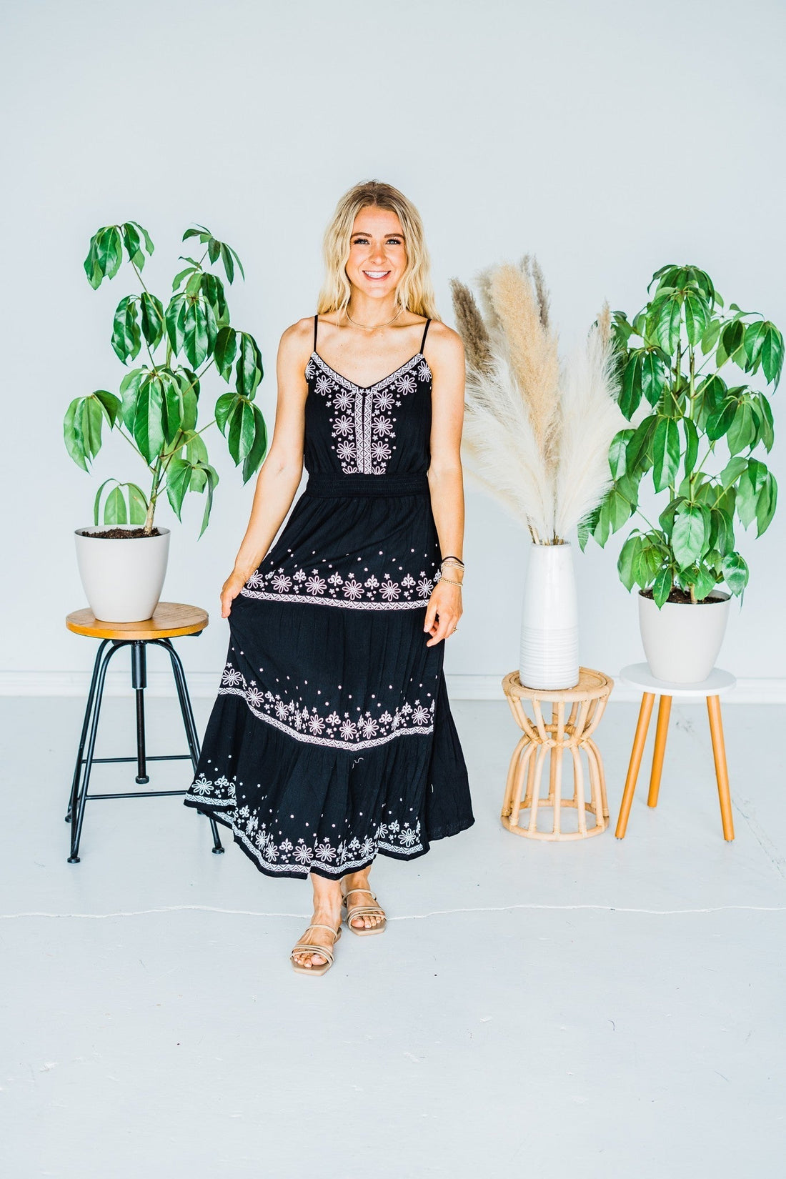 Black Embroidered Maxi Dress - Whiskey Skies - ANDREE BY UNIT