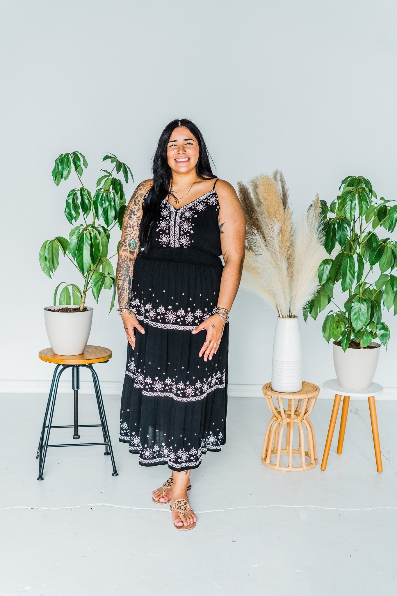 black embroidered plus size dress Plus Size - Festi Embroidered Maxi Dress