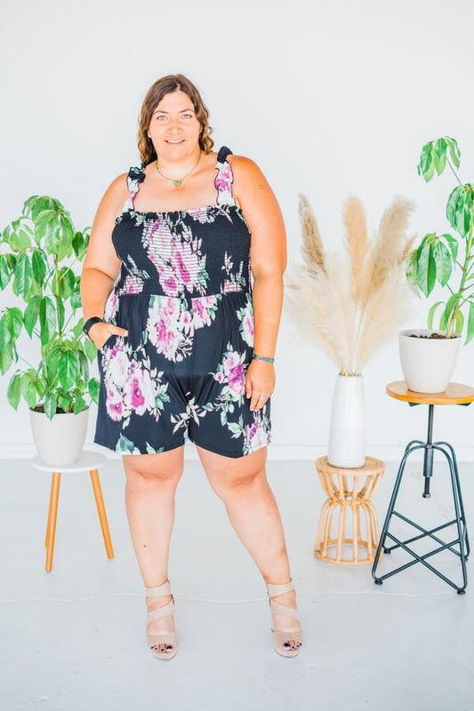 Black Floral Romper - Whiskey Skies