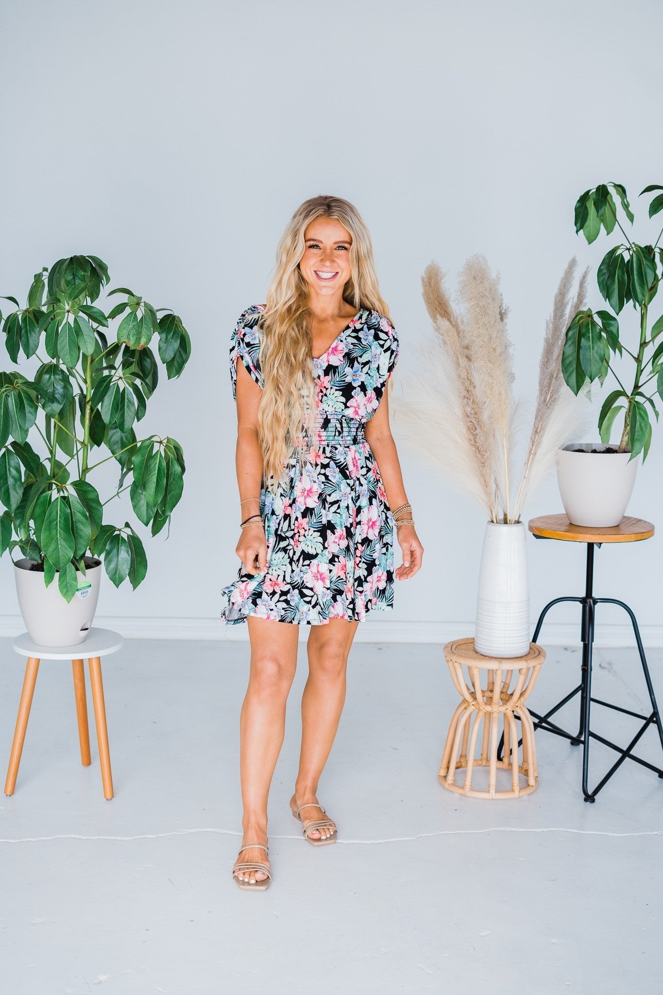 Black Floral Romper Dress - Whiskey Skies
