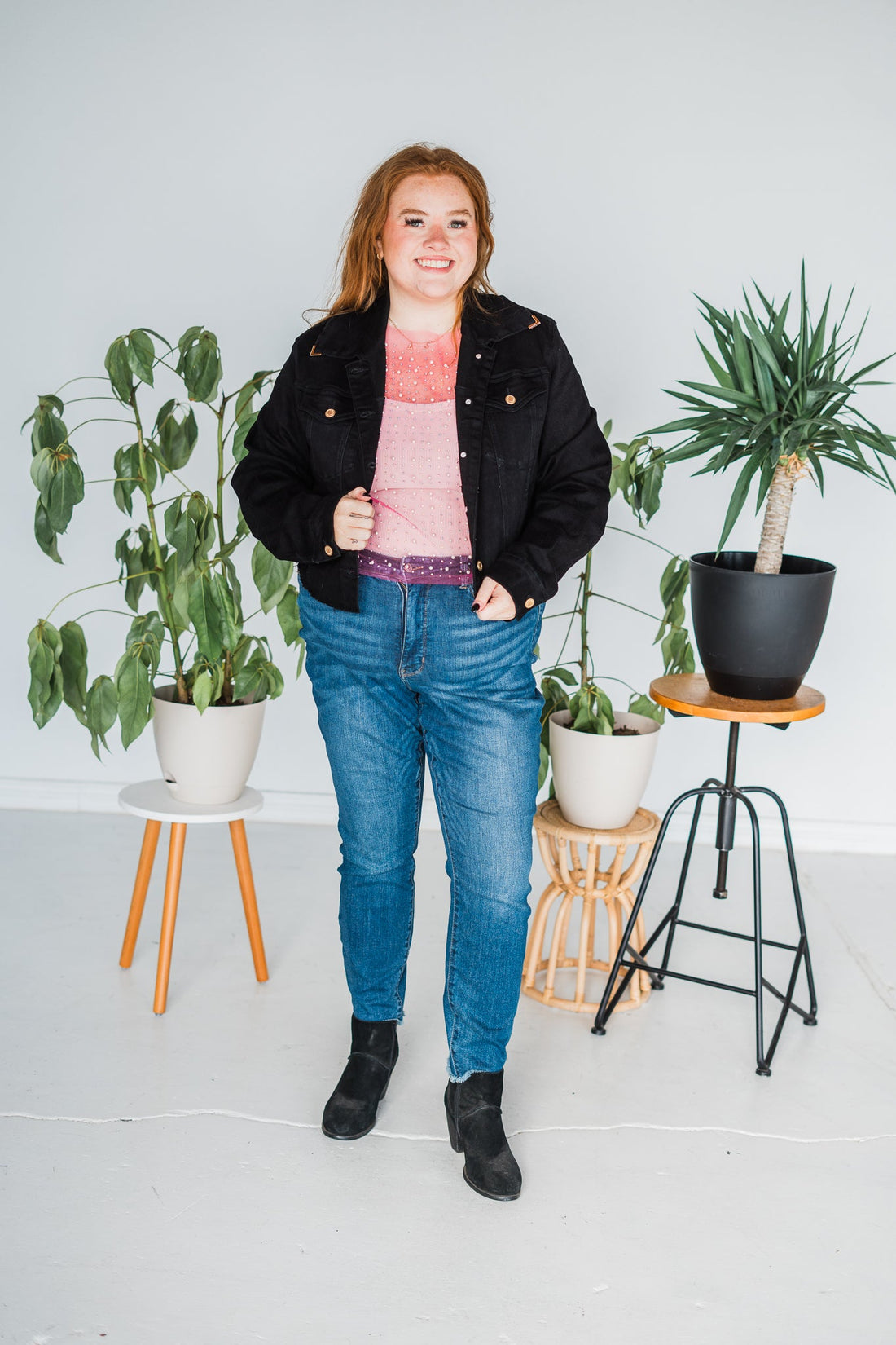 Black Judy Blue Denim Jacket W/ Gold Trim - Whiskey Skies