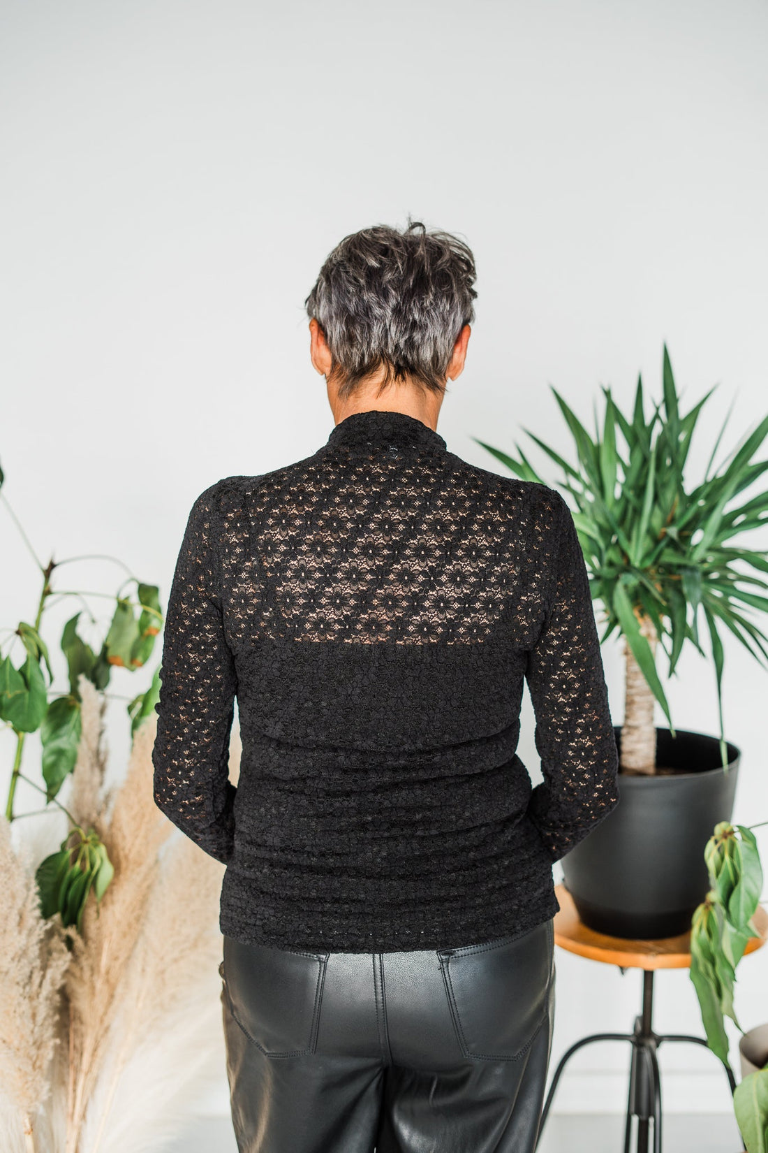 Black Lace Knit Long Sleeve Top - Whiskey Skies