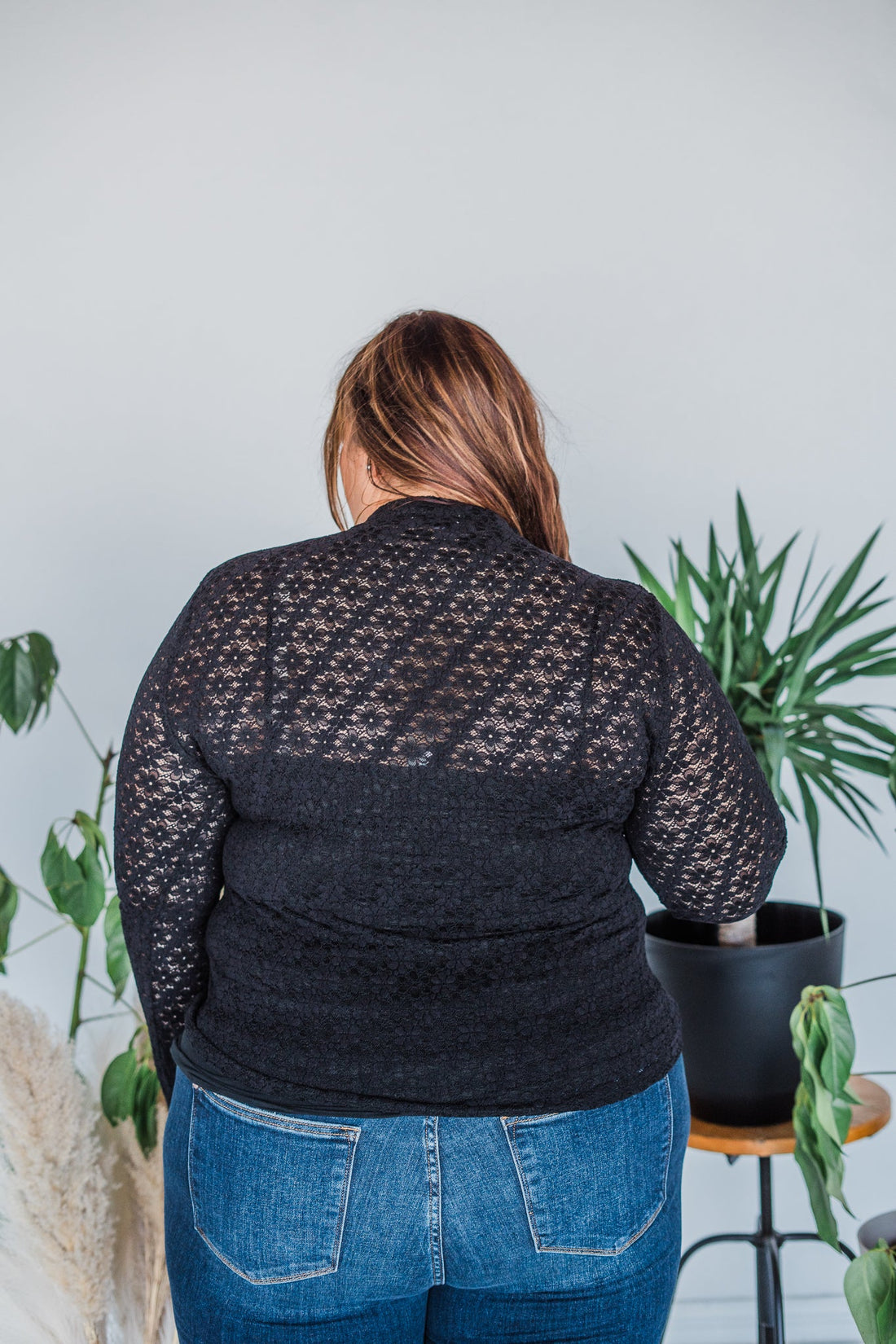 Black Lace Knit Long Sleeve Top - Whiskey Skies