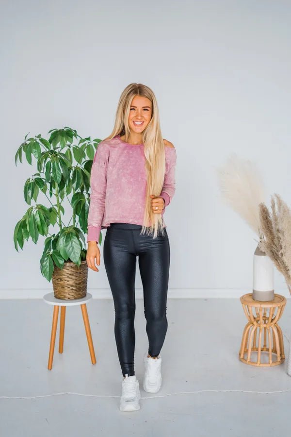 Black Pebble Textured Leggings - Whiskey Skies