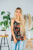 Black & Red Spaghetti Strap Floral Top - Whiskey Skies