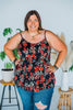 Black & Red Spaghetti Strap Floral Top - Whiskey Skies