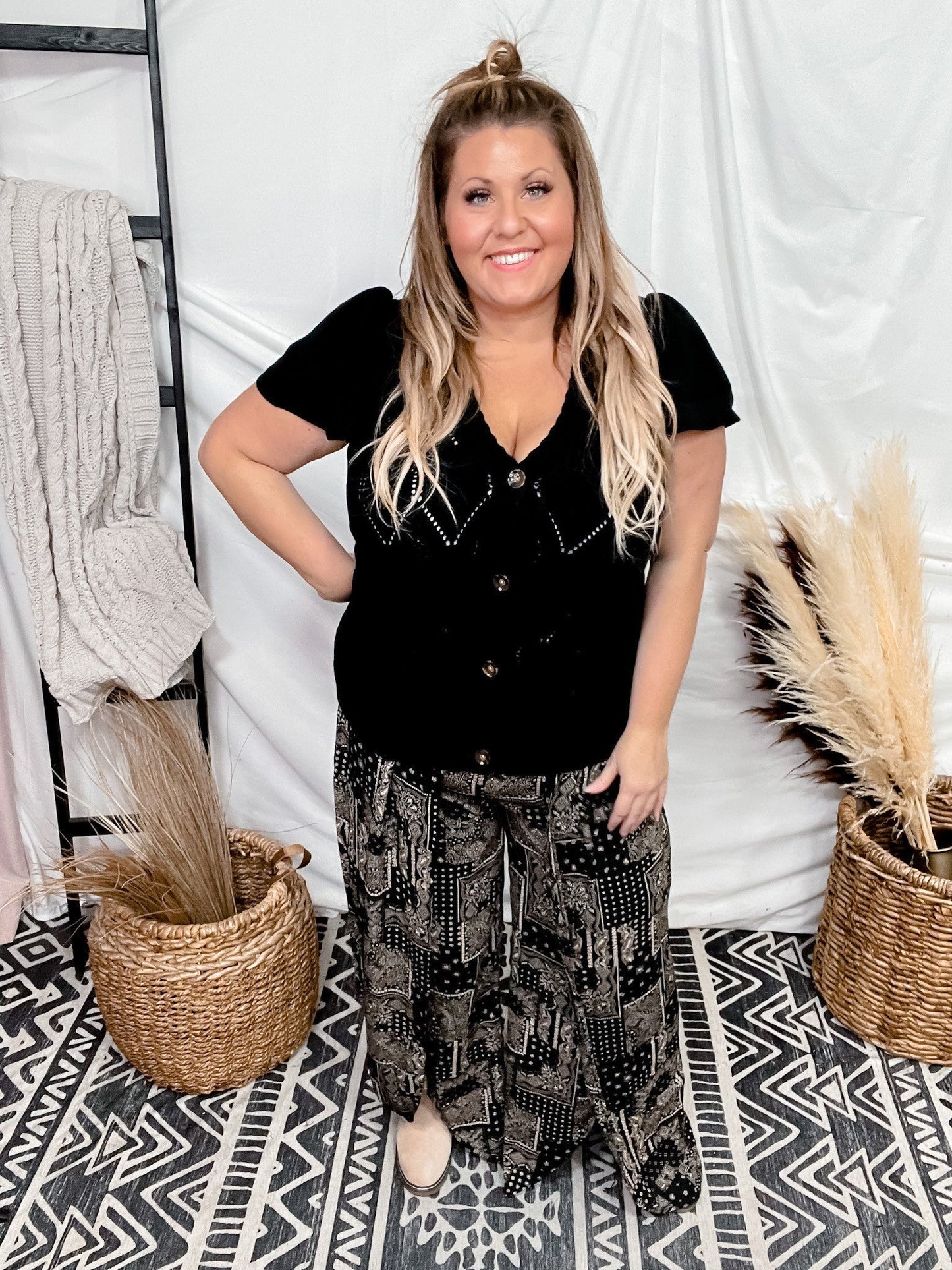 Black Short Sleeve Knit Cardigan - Whiskey Skies - ANDREE BY UNIT