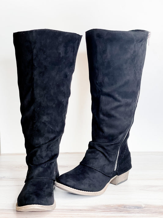 Black Unstructured Wide Calf Boot *Final Sale* - Whiskey Skies