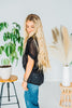 Black V-Neck Short Sleeve Knit Top - Whiskey Skies