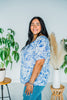Blue & Ivory Floral Blouse - Whiskey Skies