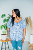 Blue & Ivory Floral Blouse - Whiskey Skies
