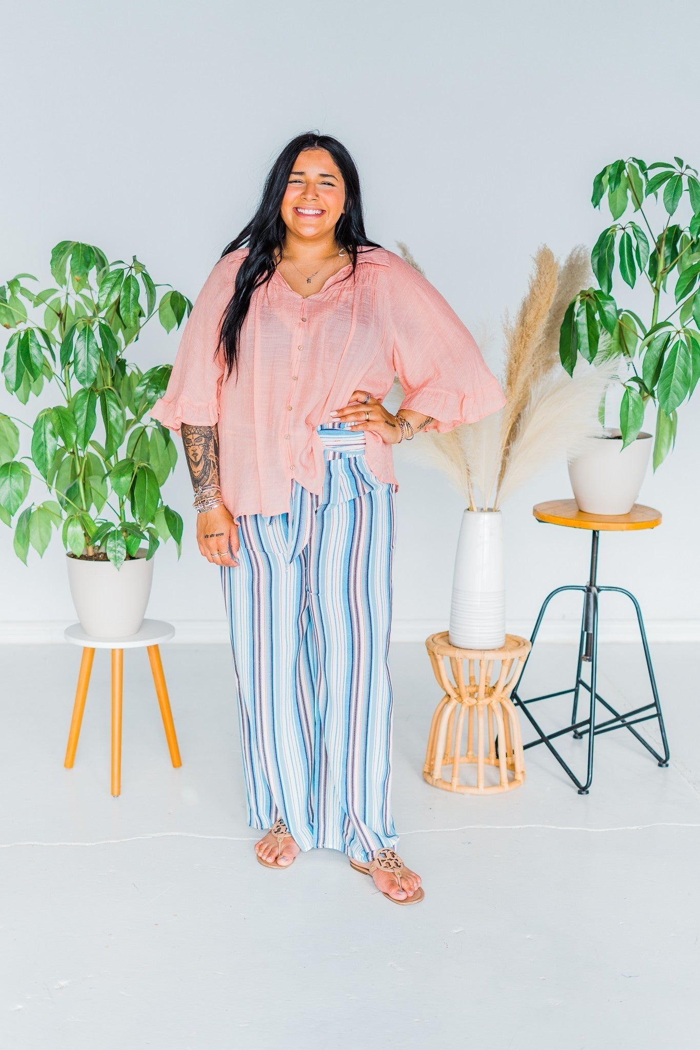 Blue Stripe Pants - Whiskey Skies - KORI AMERICA