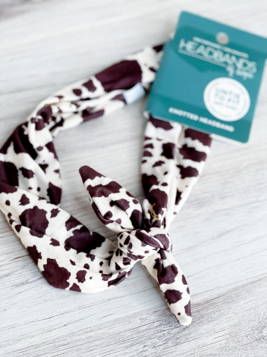 Brown Cow Hide Knotted Headband - Whiskey Skies