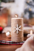 Burlap Holiday Snowflake LED Candle - Whiskey Skies