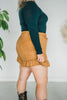 Camel Micro Suede Ruffle Hem Skort - Whiskey Skies