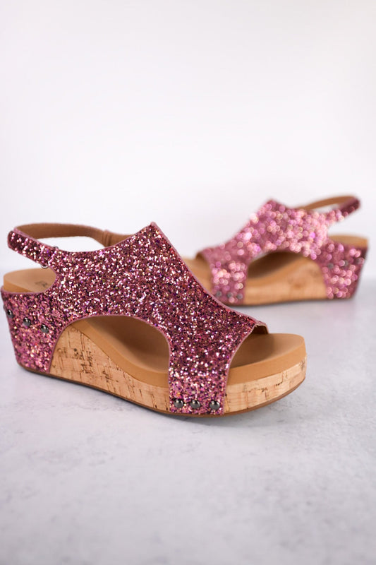 Carley Mixed Berry Glitter Wedges - Whiskey Skies