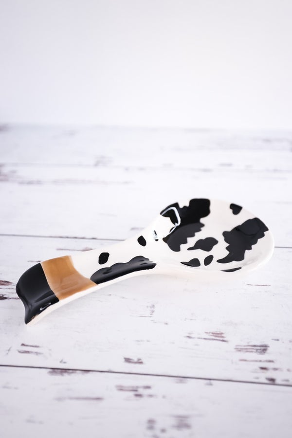 Ceramic Cow Print Spoon Rest - Whiskey Skies