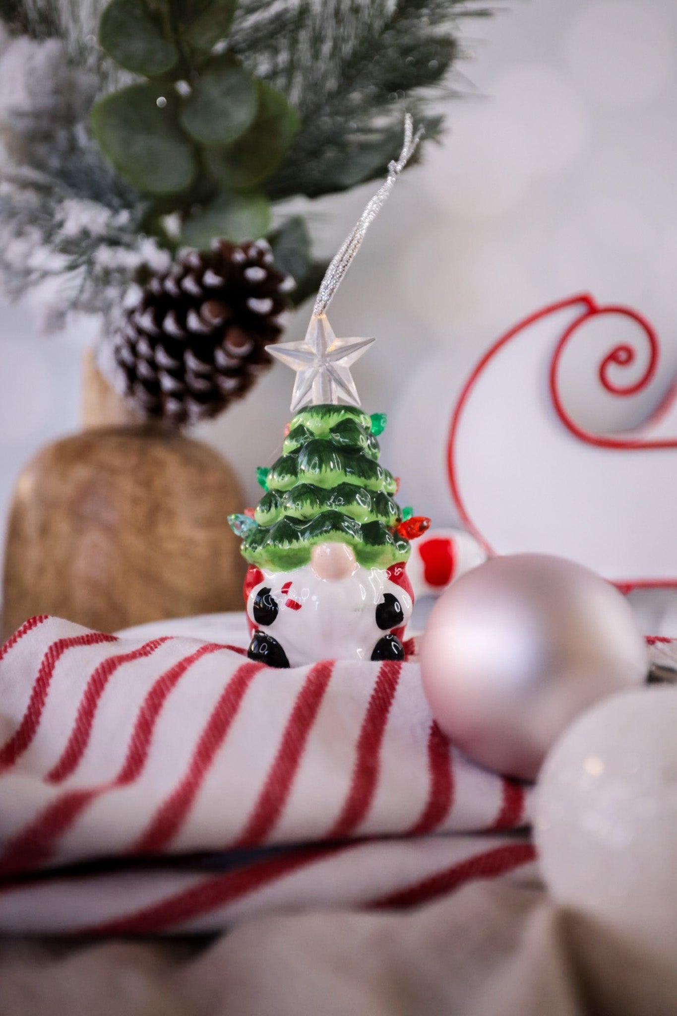 Ceramic Gnome Christmas Tree Ornament - Whiskey Skies