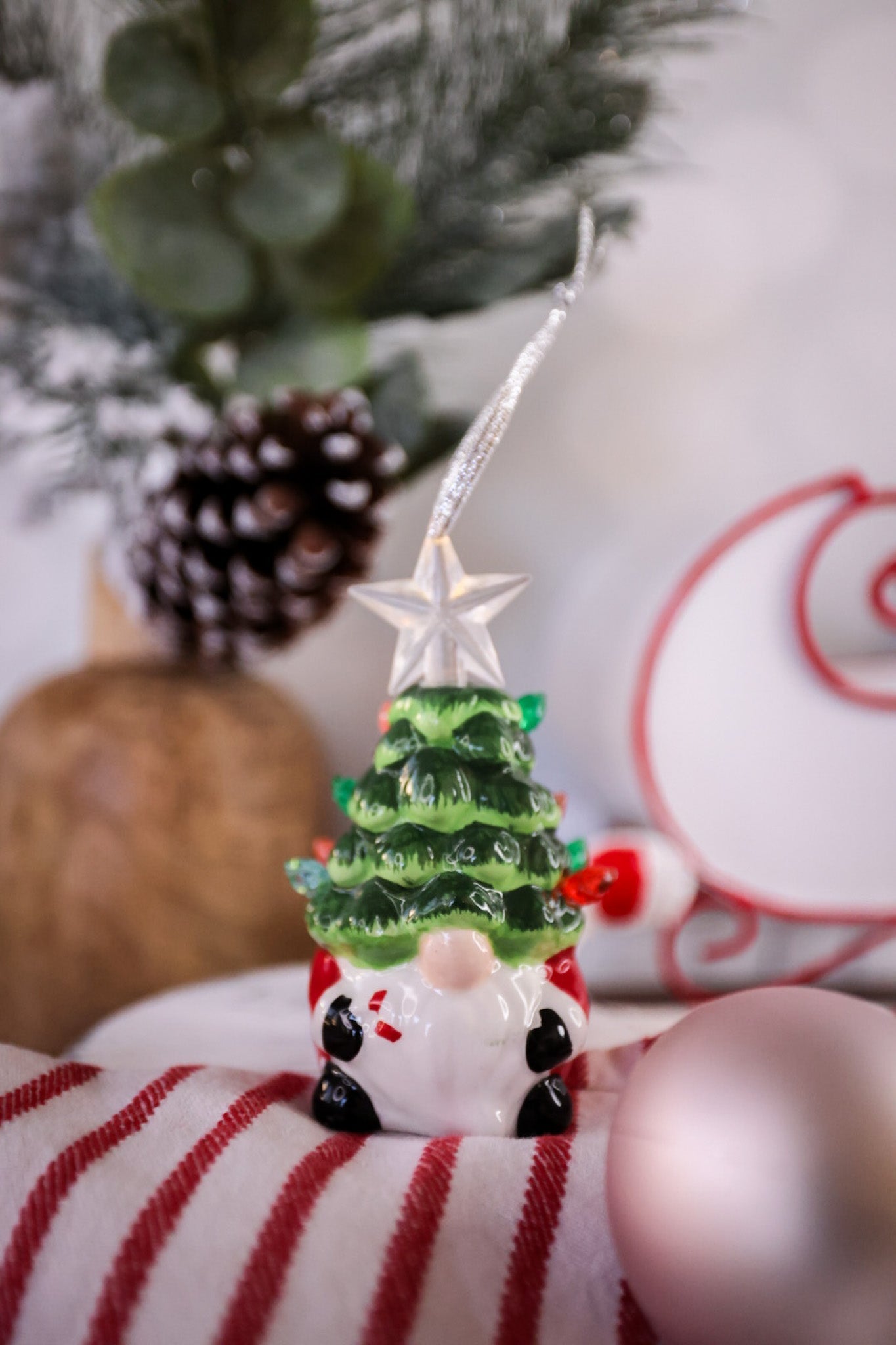 Ceramic Gnome Christmas Tree Ornament Whiskey Skies