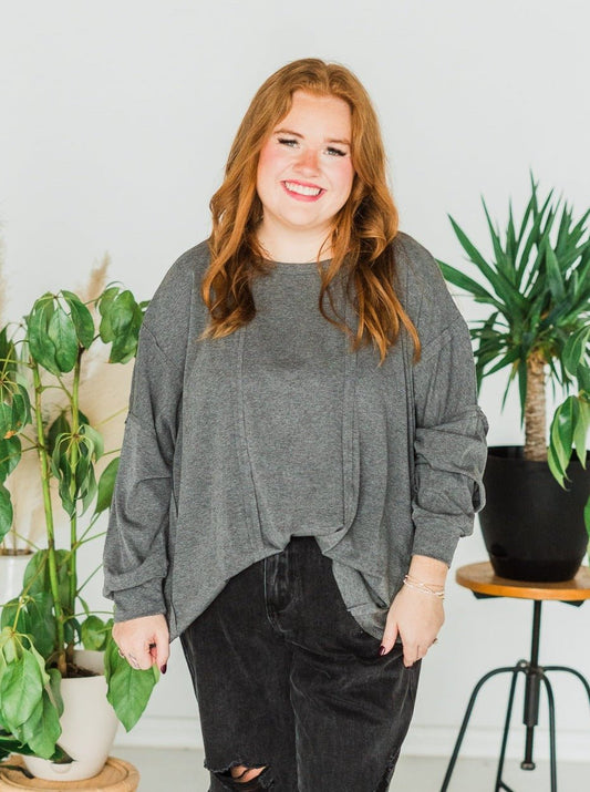 Charcoal Oversized Tunic Top - Whiskey Skies