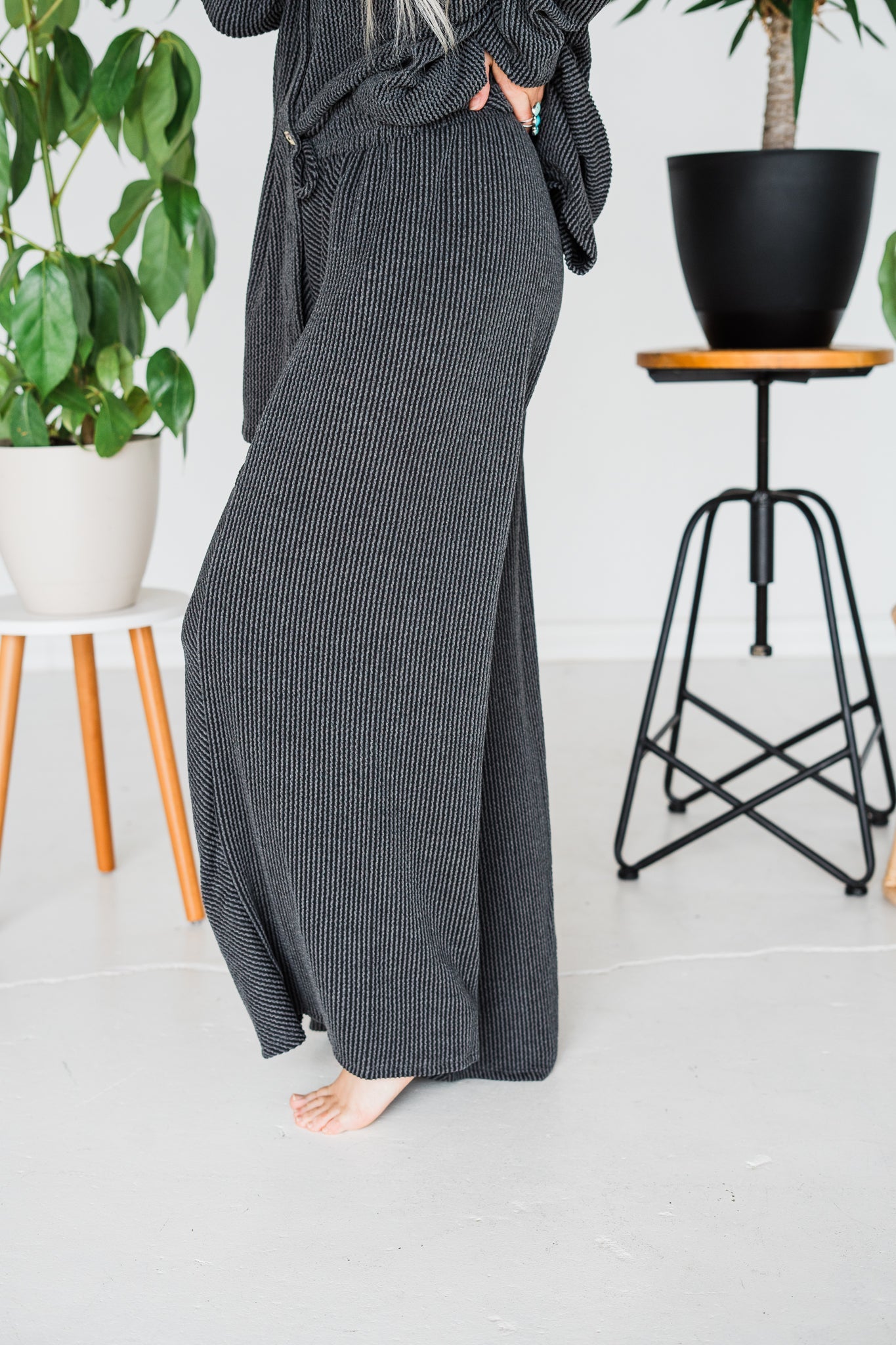 Charcoal Wide Leg Palazzo Pants - Whiskey Skies
