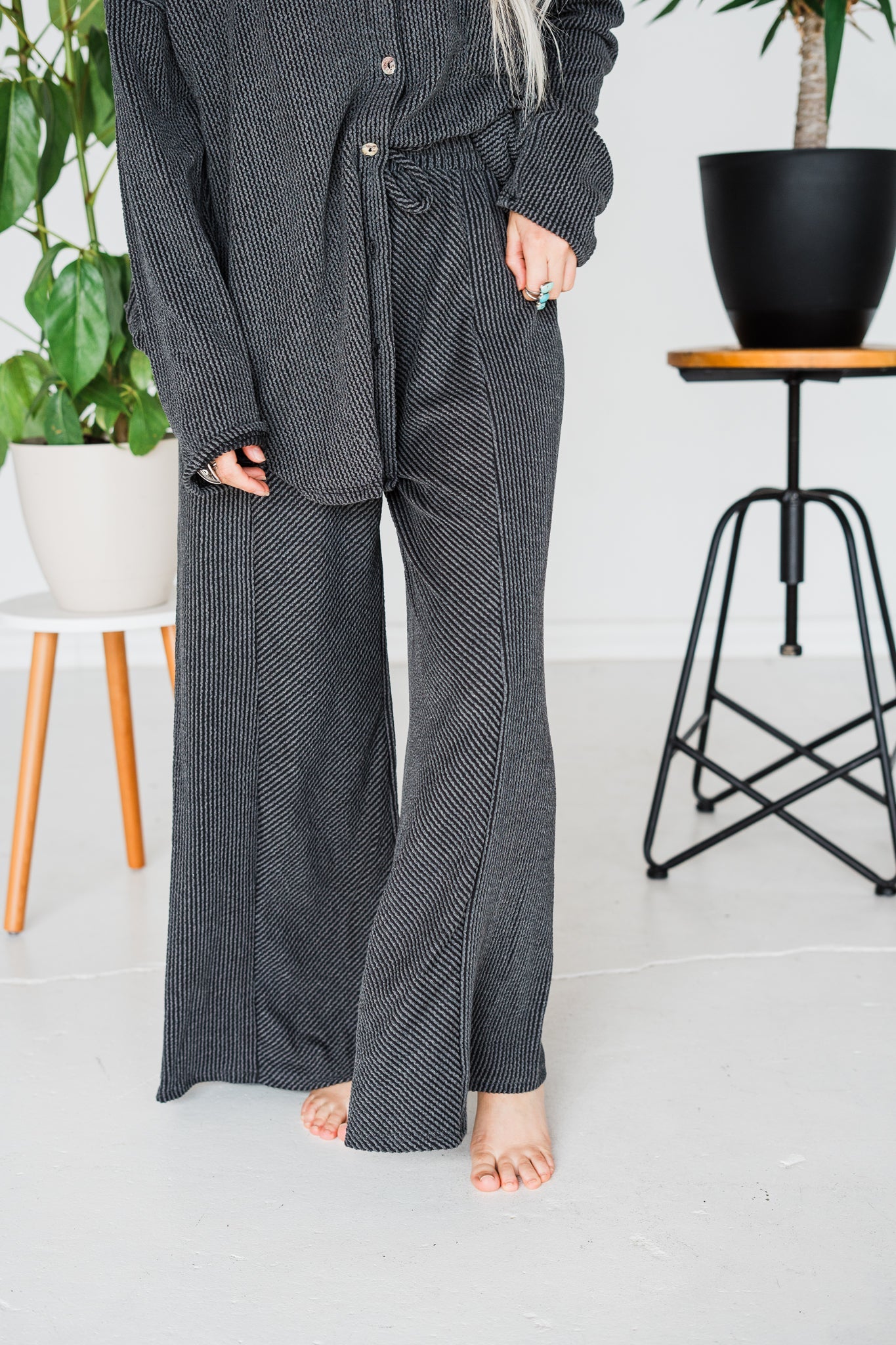 Charcoal Wide Leg Palazzo Pants - Whiskey Skies