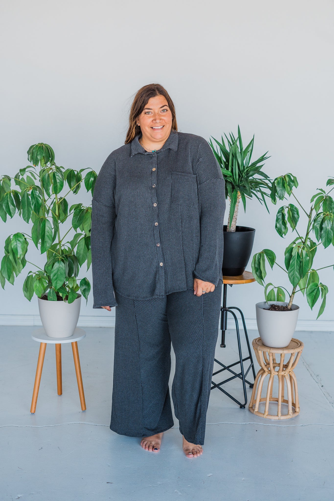 Charcoal Wide Leg Palazzo Pants - Whiskey Skies