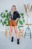 Checkered Brown Hand-Tooled Leather Belt - Whiskey Skies