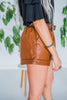 Checkered Brown Hand-Tooled Leather Belt - Whiskey Skies