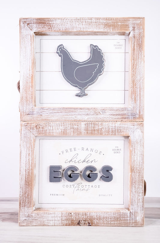 Chicken/Eggs Double Sided Sign - Whiskey Skies