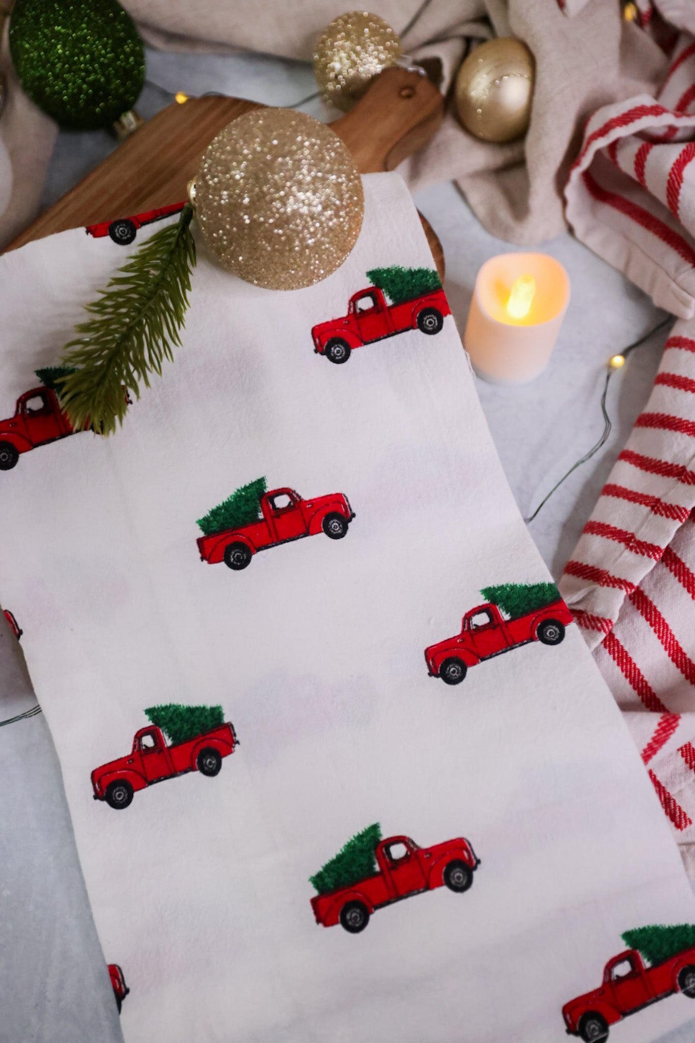 Christmas Tree Truck Kitchen Towel - Whiskey Skies