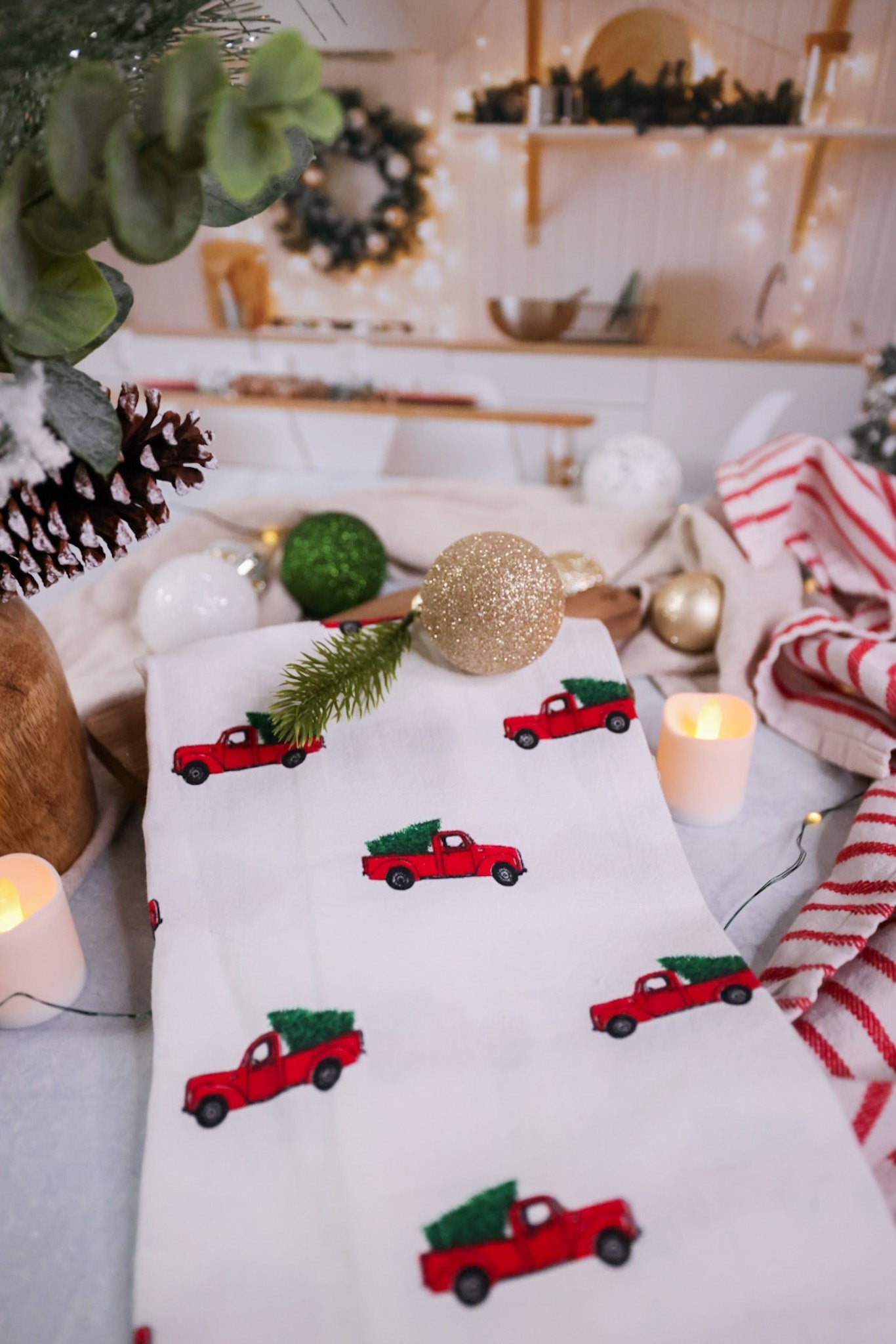 Christmas Tree Truck Kitchen Towel - Whiskey Skies