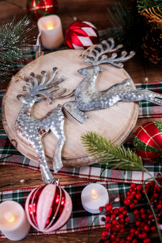 Classic Holiday Deer Shaped Ornaments (Set Of Two) - Whiskey Skies