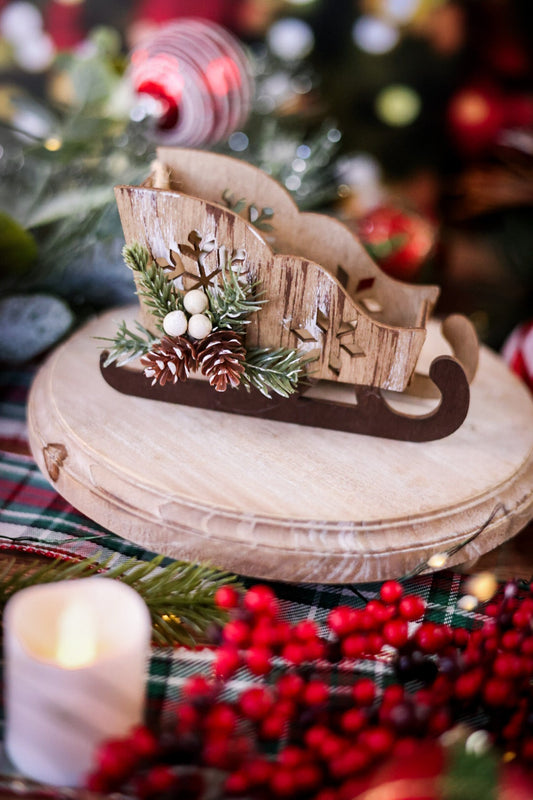Classic Sleigh Ornament W/ Cut Out Snowflakes - Whiskey Skies