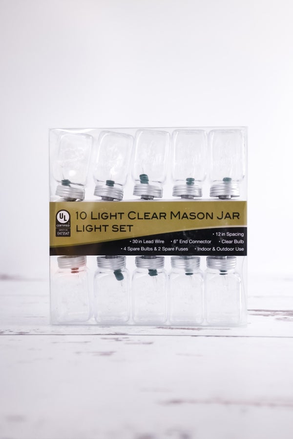 Clear Mason Jar String Light Set - Whiskey Skies