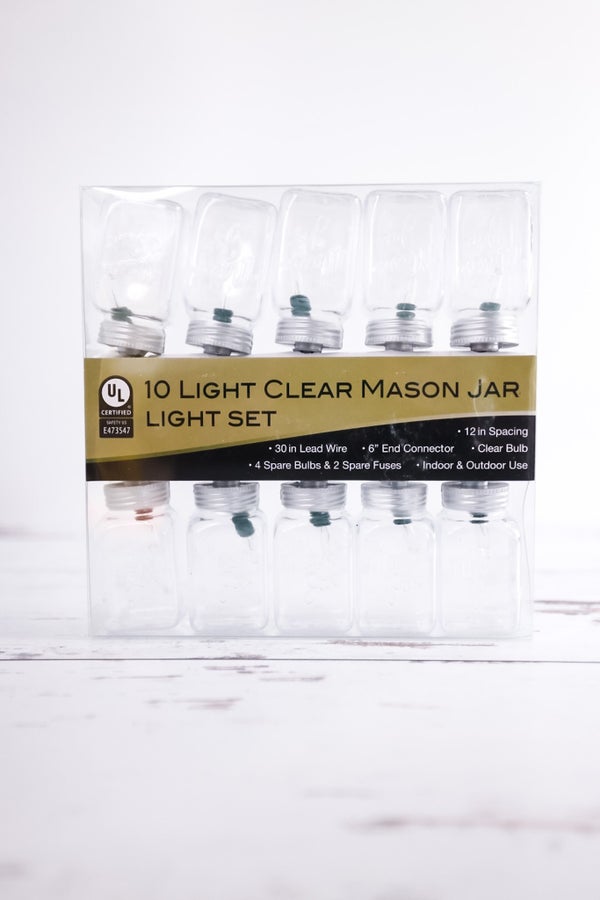 Clear Mason Jar String Light Set - Whiskey Skies