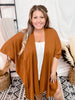 Cognac Front Tie Open Kimono - Whiskey Skies