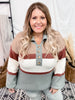 Collared Color Block Stripe Sweater - Whiskey Skies