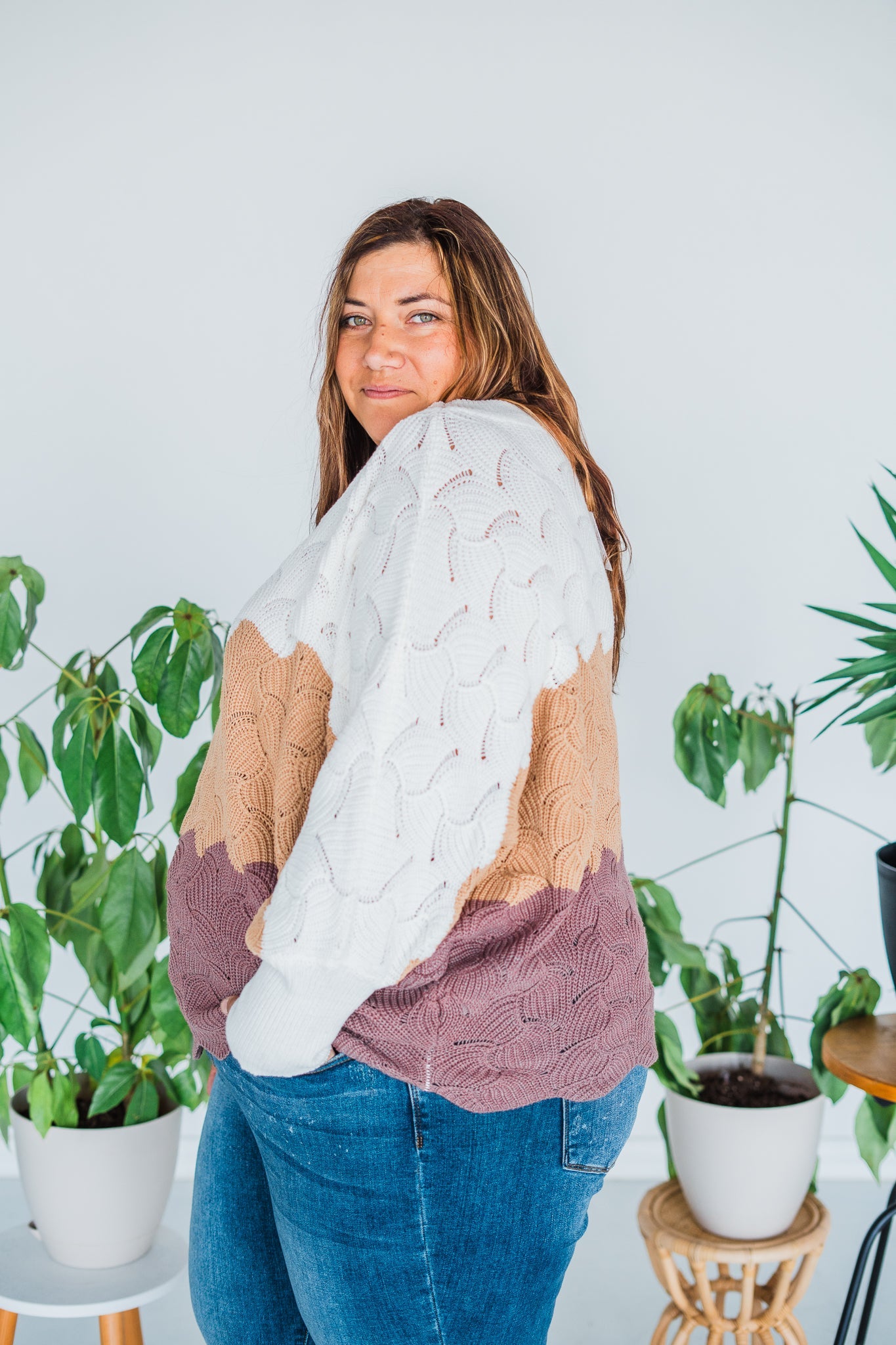 Color Block Dolman Sleeve Knit Sweater - Whiskey Skies