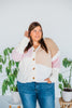 Color Block Knitted Cardigan W/ Button Down Front - Whiskey Skies