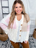 Color Block Knitted Cardigan W/ Button Down Front - Whiskey Skies