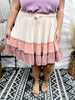 Color Block Tiered Mini Skirt *Final Sale* - Whiskey Skies